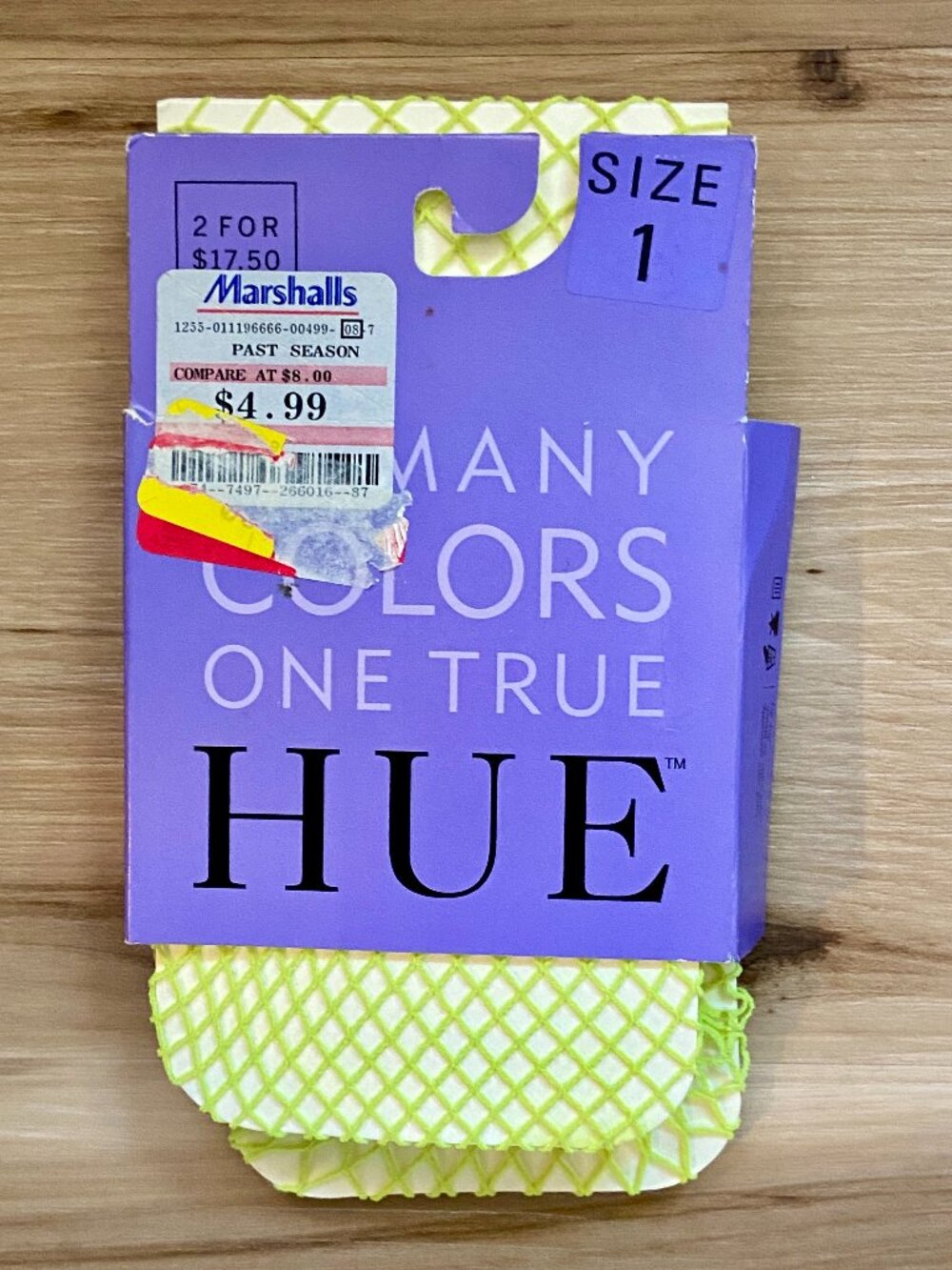 Vintage 90s Key Lime Green 2 PAIRS HUE Fishnet Tights Size 1 Y2K NWT